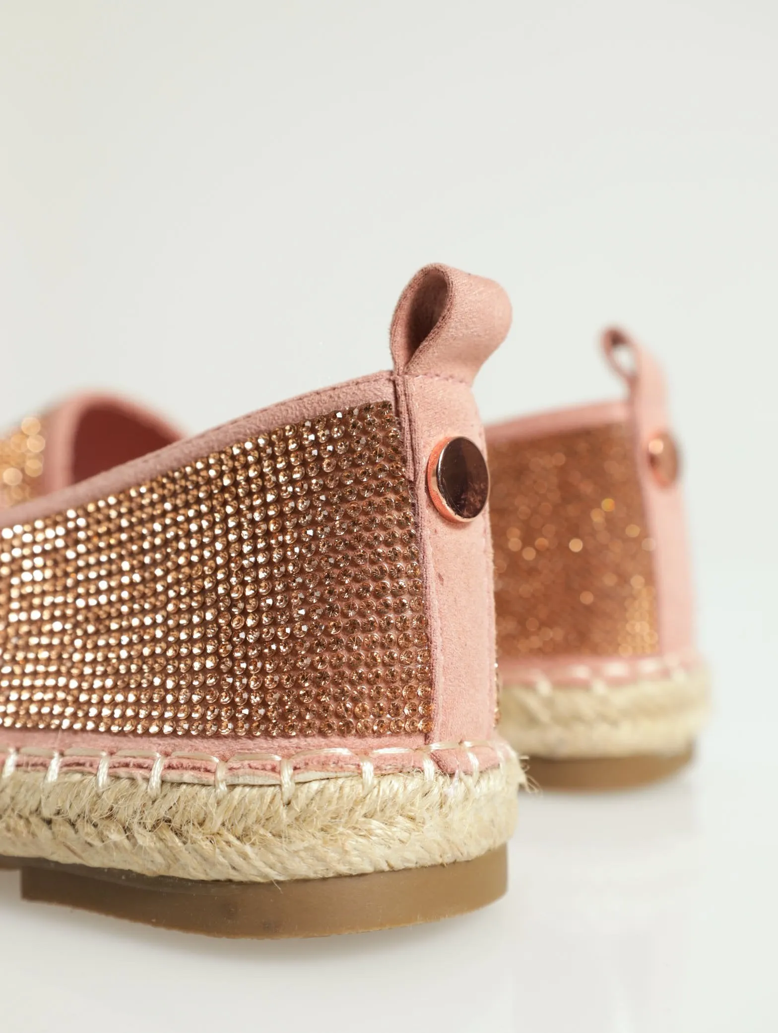 High Vamp Glitz Slip On Espadrille Shoe - Rose