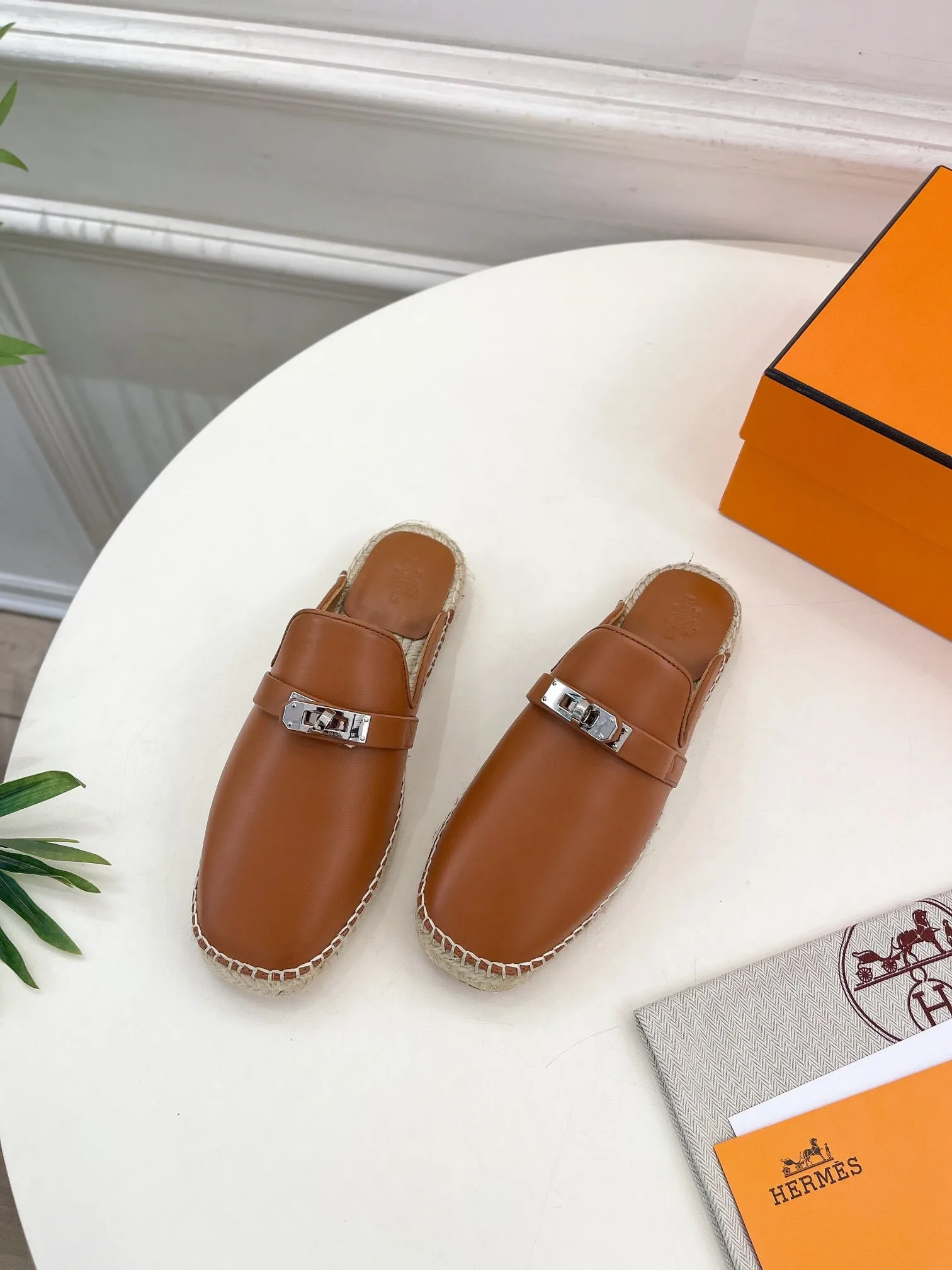 HM Feria Espadrille 20mm Brown Calfskin And Handwoven Hemp Rope 967990
