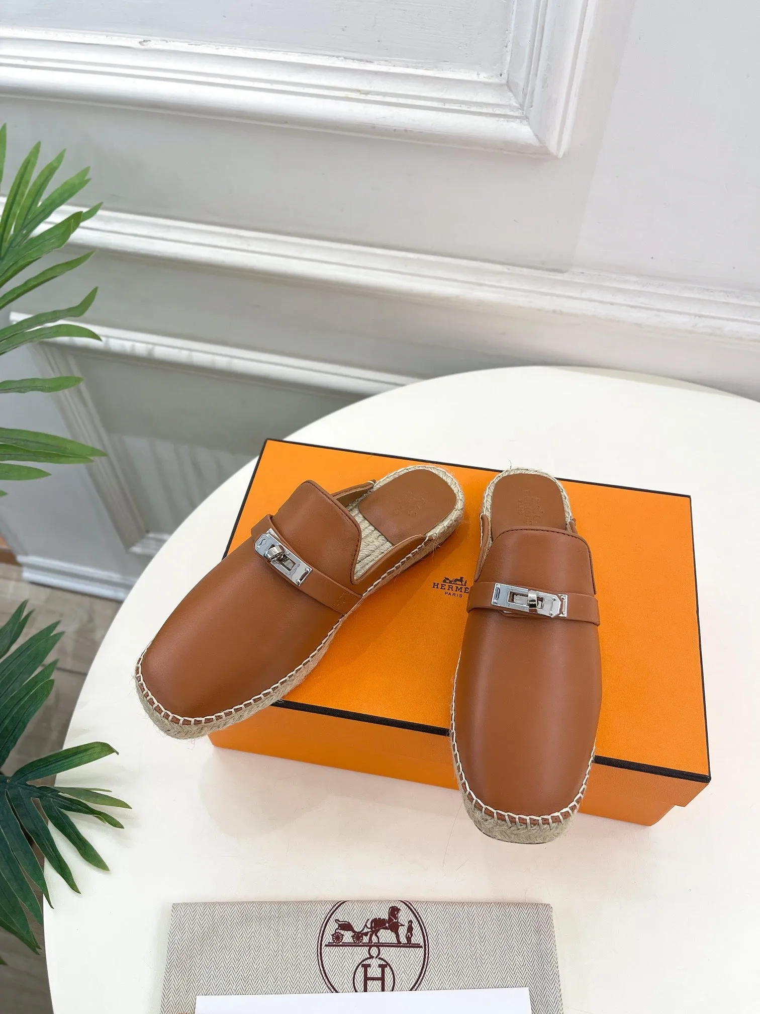 HM Feria Espadrille 20mm Brown Calfskin And Handwoven Hemp Rope 967990