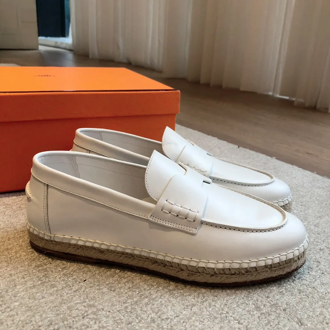 HM Trip Espadrille White Calfskin