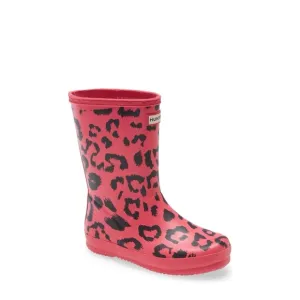 Hunter First Classic Waterproof Arcade Pink Cheetah Print Rain Boots Size 12