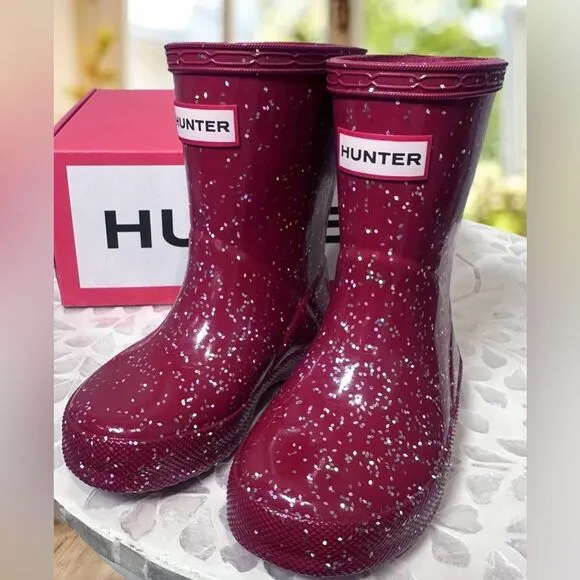 HUNTER Toddler Kids Classic Glitter Rain Boots NEW IN BOX Size EU 21 US Boys 5 G
