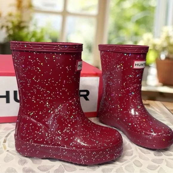 HUNTER Toddler Kids Classic Glitter Rain Boots NEW IN BOX Size EU 21 US Boys 5 G