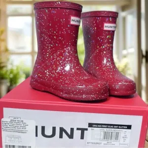HUNTER Toddler Kids Classic Glitter Rain Boots NEW IN BOX Size EU 21 US Boys 5 G