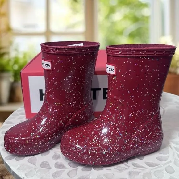 HUNTER Toddler Kids Classic Glitter Rain Boots NEW IN BOX Size EU 21 US Boys 5 G