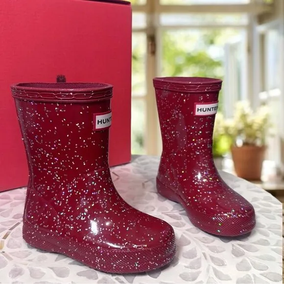 HUNTER Toddler Kids Classic Glitter Rain Boots NEW IN BOX Size EU 21 US Boys 5 G