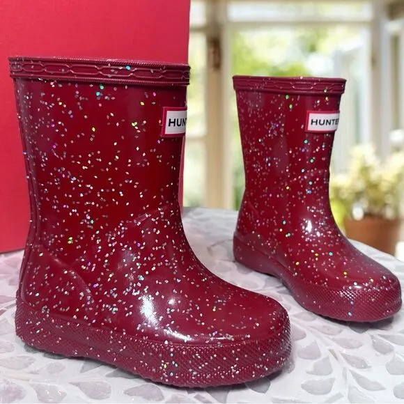 HUNTER Toddler Kids Classic Glitter Rain Boots NEW IN BOX Size EU 21 US Boys 5 G