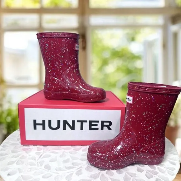 HUNTER Toddler Kids Classic Glitter Rain Boots NEW IN BOX Size EU 21 US Boys 5 G