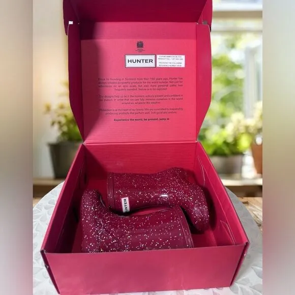 HUNTER Toddler Kids Classic Glitter Rain Boots NEW IN BOX Size EU 21 US Boys 5 G