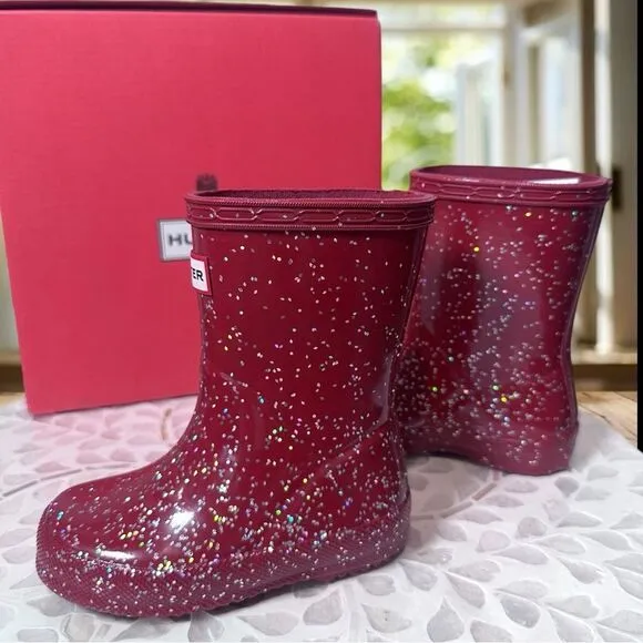 HUNTER Toddler Kids Classic Glitter Rain Boots NEW IN BOX Size EU 21 US Boys 5 G