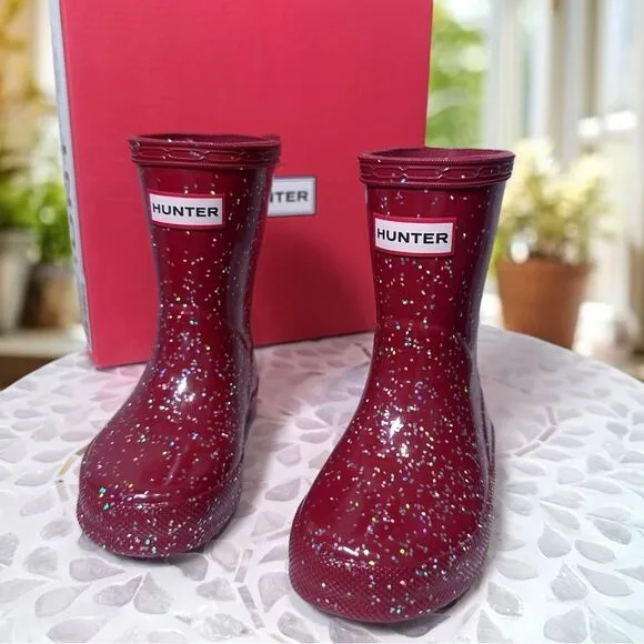 HUNTER Toddler Kids Classic Glitter Rain Boots NEW IN BOX Size EU 21 US Boys 5 G