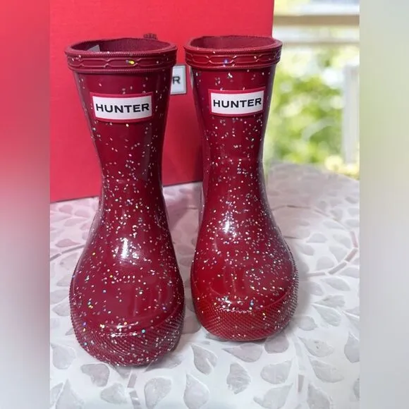 HUNTER Toddler Kids Classic Glitter Rain Boots NEW IN BOX Size EU 21 US Boys 5 G