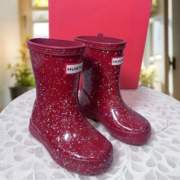 HUNTER Toddler Kids Classic Glitter Rain Boots NEW IN BOX Size EU 21 US Boys 5 G