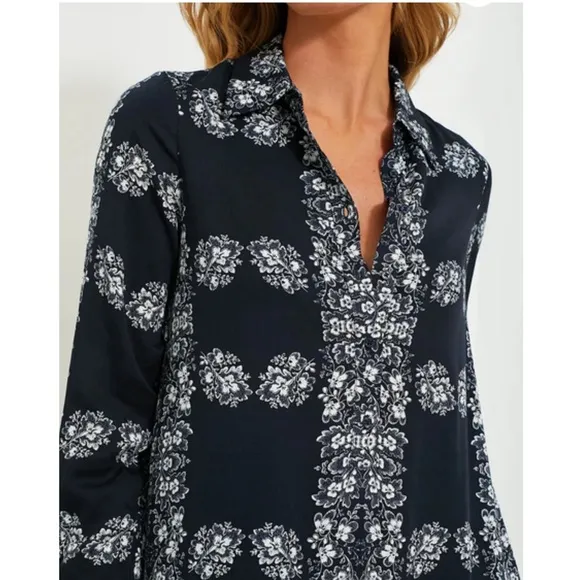 HYACINTH HOUSE Navy Floral Miller Maxi Shirt Dress SMALL