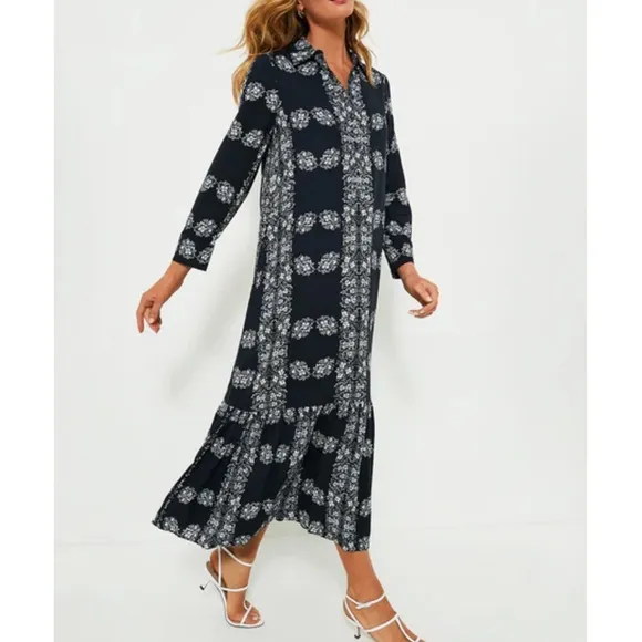 HYACINTH HOUSE Navy Floral Miller Maxi Shirt Dress SMALL