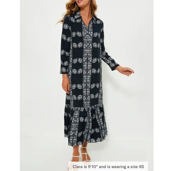 HYACINTH HOUSE Navy Floral Miller Maxi Shirt Dress SMALL