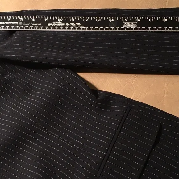 𝅺INC INTERNATIONAL CONCEPTS Long Fitted Blazer Jacket, BLACK PINSTRIPE, Size 12