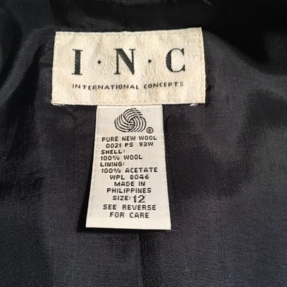 𝅺INC INTERNATIONAL CONCEPTS Long Fitted Blazer Jacket, NAVY BLUE, Size 12