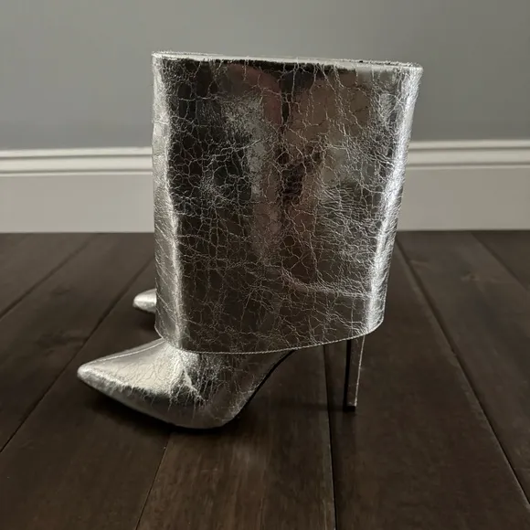 I.N.C. International Concepts Sabeel Cuff Silver Stiletto Booties 8.5 NWOT