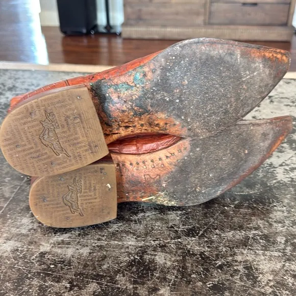 Indomable Brown Leather Croc Embossed Western Boots Size 28.5 (9.5)