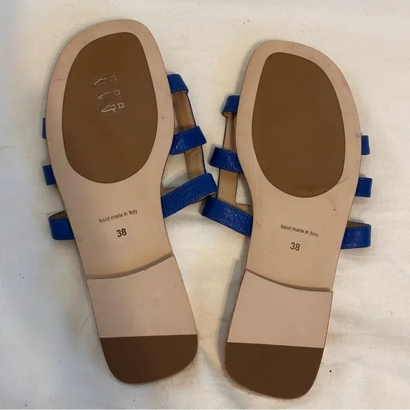 INGRID INCISA OLYMPIA CAGED LEATHER ESPADRILLE SANDALS IN COBALT Sz 38 7.5