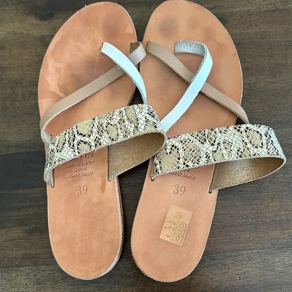 Iris genuine, leather Greek handmade sandals size 39 or 8.5