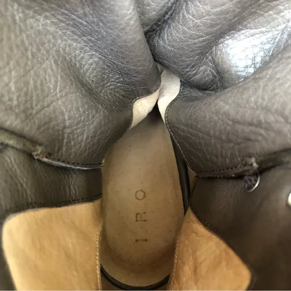 IRO Kansas Pointed Toe Ankle Boots Olive Suede Leather Heeled Italian Booties
