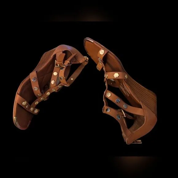 Isola women's brown leather gladiator sandals size 8