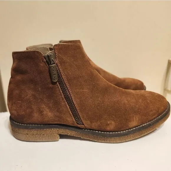 Italeau &quot;Foliana&quot; Brown Waterproof Suede Boots Sz.7.5/37.5 Ret.$399 Worn Once!