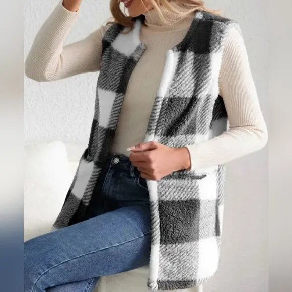 Ivy Sherpa Vest Coat - Black