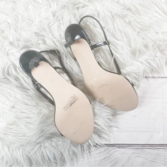 J. Crew Patent Bare Slingback Sandals in Black Size 8.5