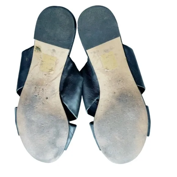 J. Crew Twisted Knot Sandals Black Soft Leather Sz 7.5 #L5472