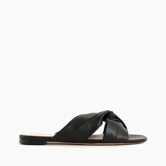 J. Crew Twisted Knot Sandals Black Soft Leather Sz 7.5 #L5472