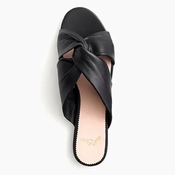J. Crew Twisted Knot Sandals Black Soft Leather Sz 7.5 #L5472
