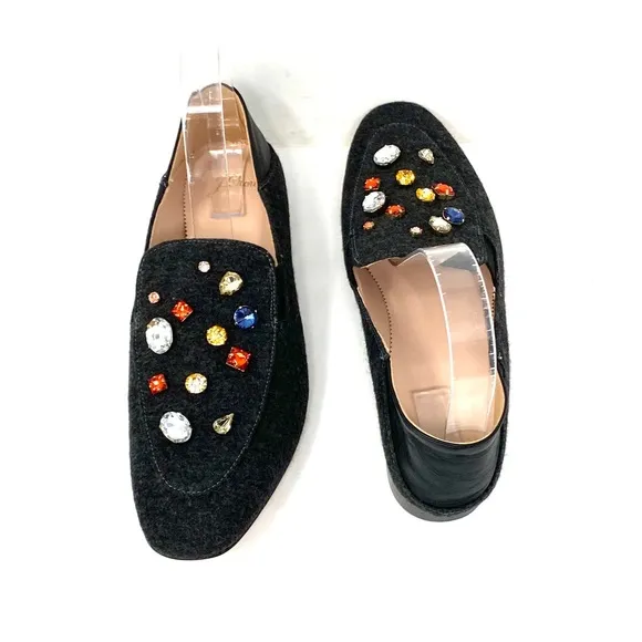 J. Crew Wool Jeweled Loafers