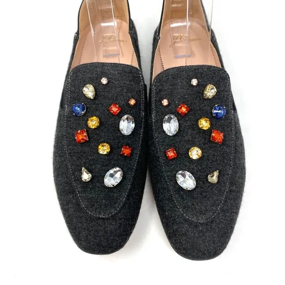 J. Crew Wool Jeweled Loafers
