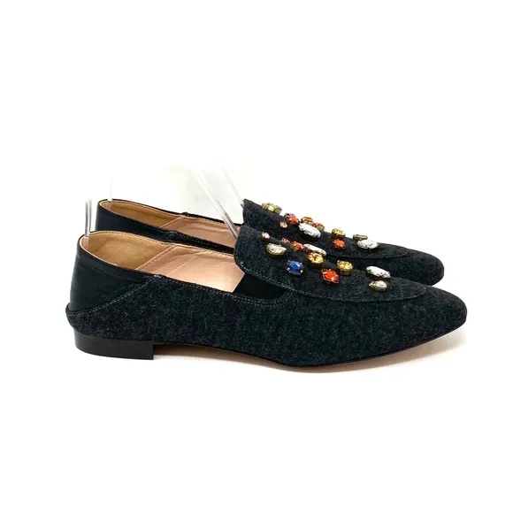 J. Crew Wool Jeweled Loafers