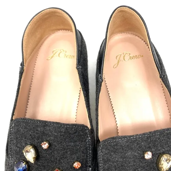 J. Crew Wool Jeweled Loafers