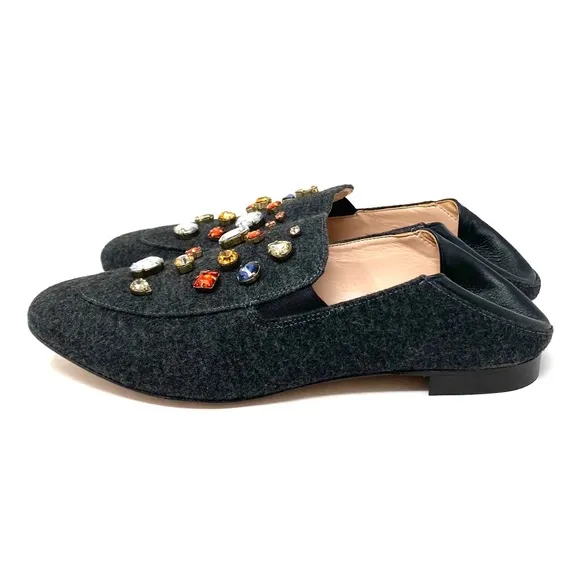 J. Crew Wool Jeweled Loafers