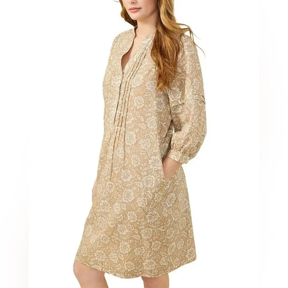 J McLaughlin Beach House Floral Sabina Mini Dress in Taupe- Size Small