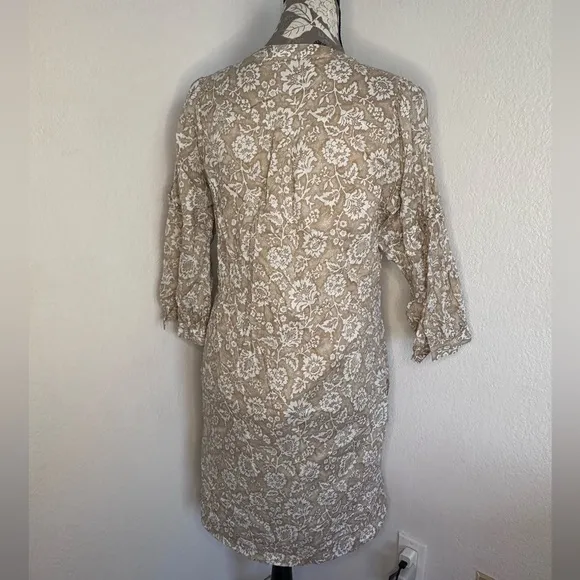 J McLaughlin Beach House Floral Sabina Mini Dress in Taupe- Size Small
