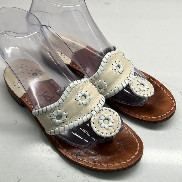 Jack Rogers Palm Beach (Bone/White) Women's Sandals Size 5