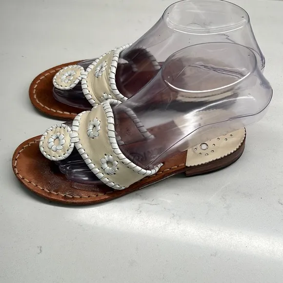 Jack Rogers Palm Beach (Bone/White) Women's Sandals Size 5