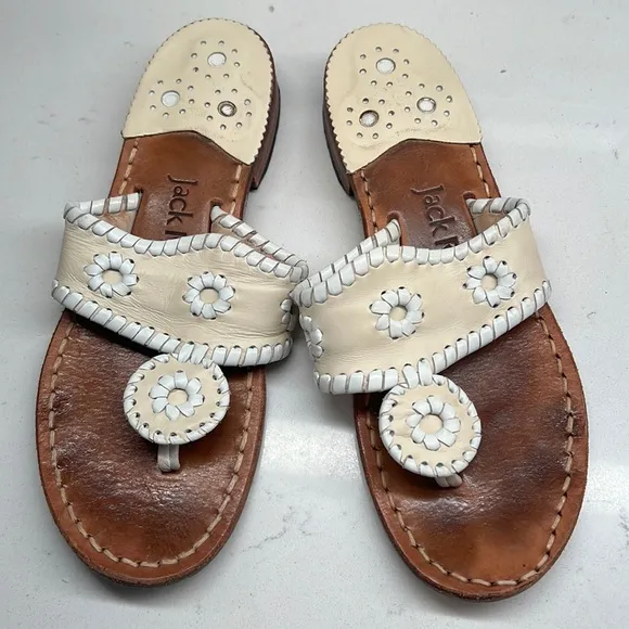 Jack Rogers Palm Beach (Bone/White) Women's Sandals Size 5