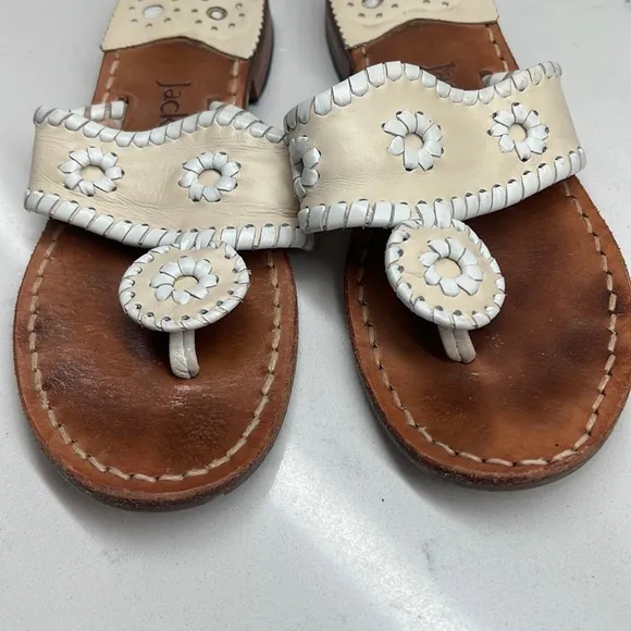 Jack Rogers Palm Beach (Bone/White) Women's Sandals Size 5
