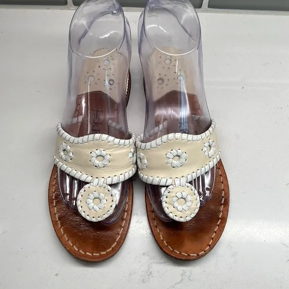 Jack Rogers Palm Beach (Bone/White) Women's Sandals Size 5