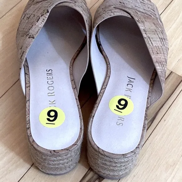 Jack Rogers slotted Sloane Cork Espadrille Mid wedge Sandals Size 9