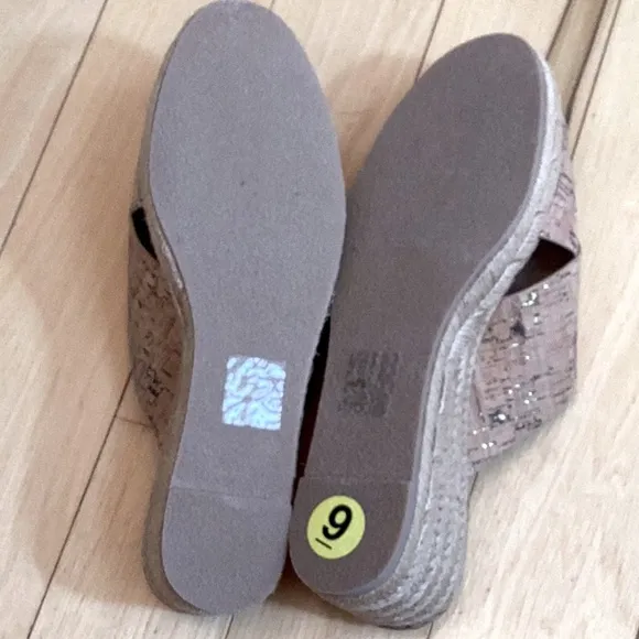 Jack Rogers slotted Sloane Cork Espadrille Mid wedge Sandals Size 9