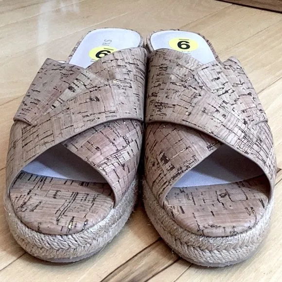 Jack Rogers slotted Sloane Cork Espadrille Mid wedge Sandals Size 9