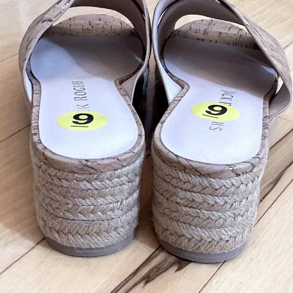Jack Rogers slotted Sloane Cork Espadrille Mid wedge Sandals Size 9